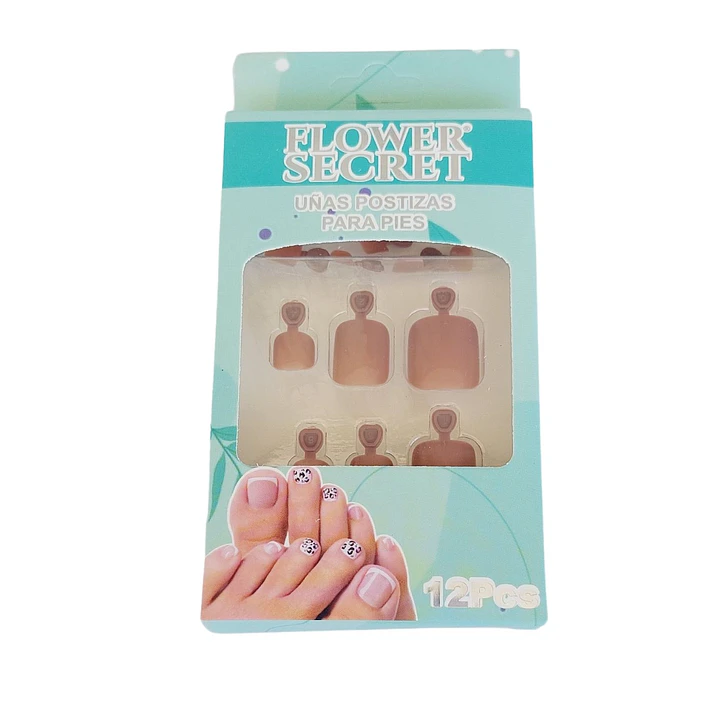 💅 Set de 12 Uñas Postizas Press On Flower Secret para Pies – Colores Variados 💅- OFERTA 8
