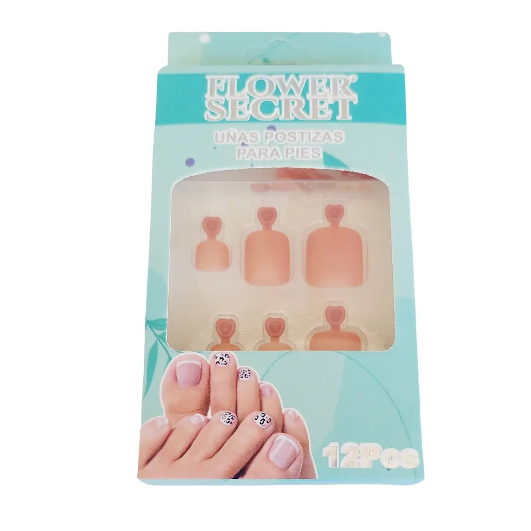 💅 Set de 12 Uñas Postizas Press On Flower Secret para Pies – Colores Variados 💅- OFERTA 10