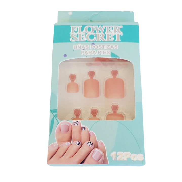 💅 Set de 12 Uñas Postizas Press On Flower Secret para Pies – Colores Variados 💅- OFERTA 10