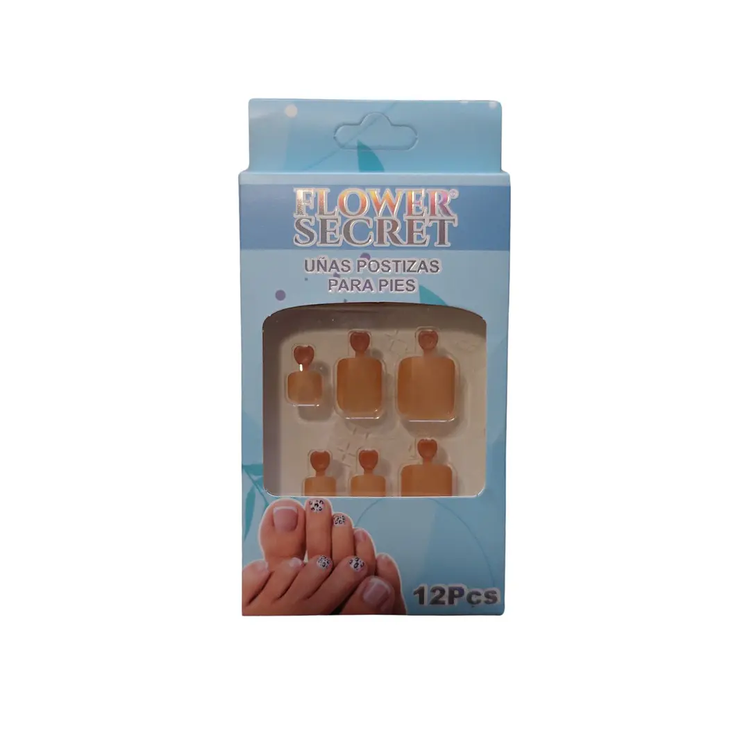 💅 Set de 12 Uñas Postizas Press On Flower Secret para Pies – Colores Variados 💅- OFERTA 13