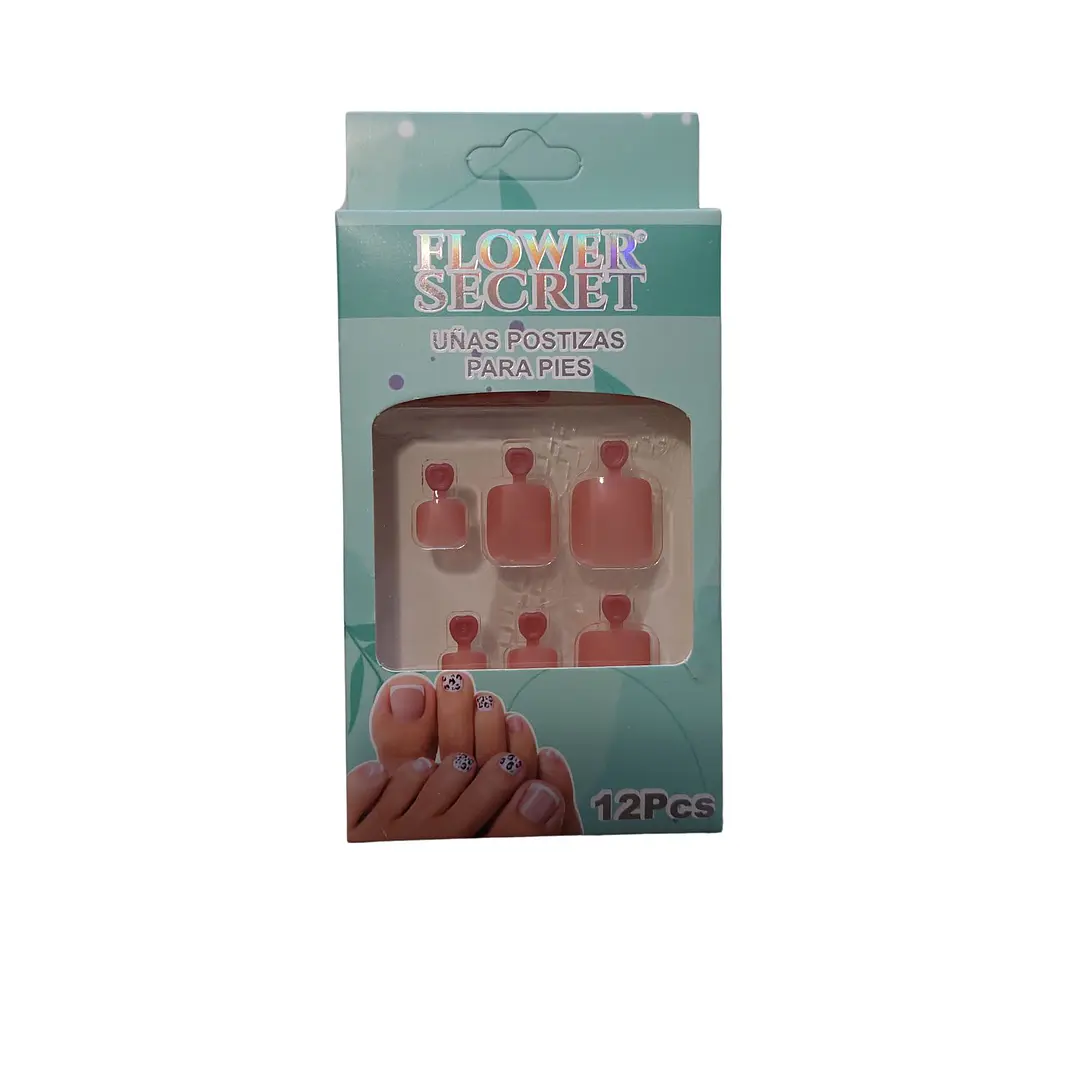 💅 Set de 12 Uñas Postizas Press On Flower Secret para Pies – Colores Variados 💅- OFERTA 14