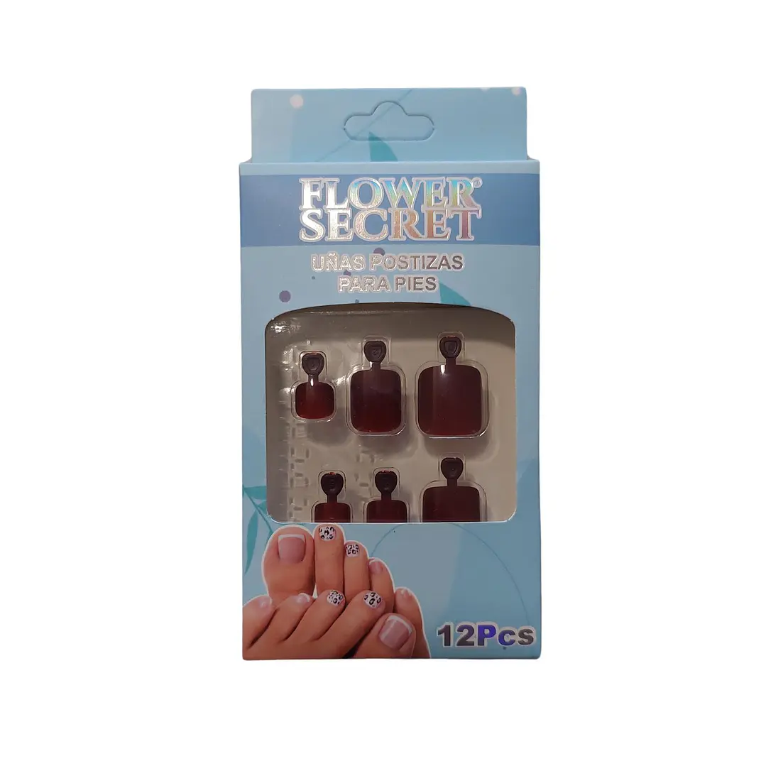 💅 Set de 12 Uñas Postizas Press On Flower Secret para Pies – Colores Variados 💅- OFERTA 15