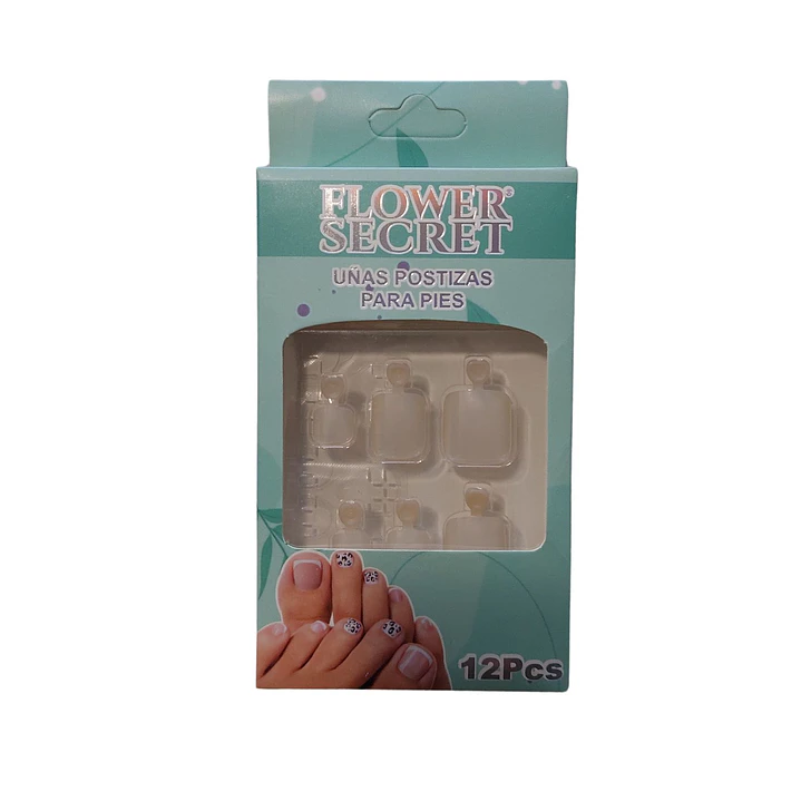 💅 Set de 12 Uñas Postizas Press On Flower Secret para Pies – Colores Variados 💅- OFERTA 16