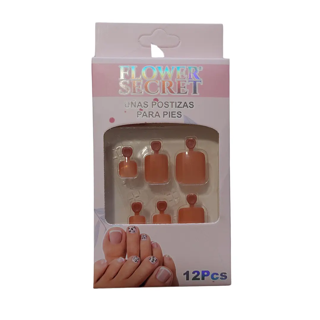 💅 Set de 12 Uñas Postizas Press On Flower Secret para Pies – Colores Variados 💅- OFERTA 17