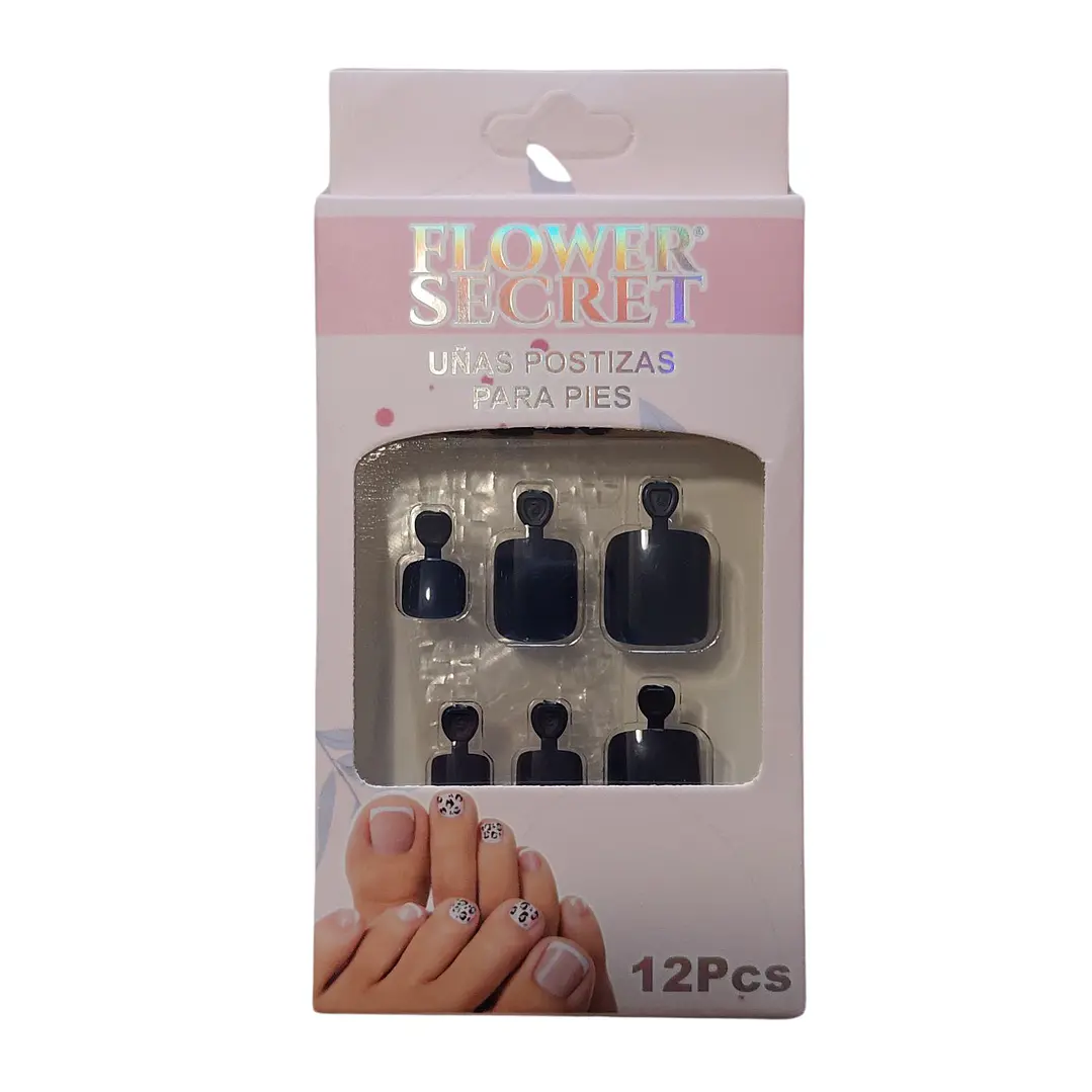 💅 Set de 12 Uñas Postizas Press On Flower Secret para Pies – Colores Variados 💅- OFERTA 20