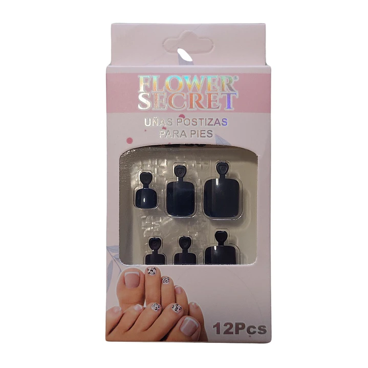 💅 Set de 12 Uñas Postizas Press On Flower Secret para Pies – Colores Variados 💅- OFERTA 20