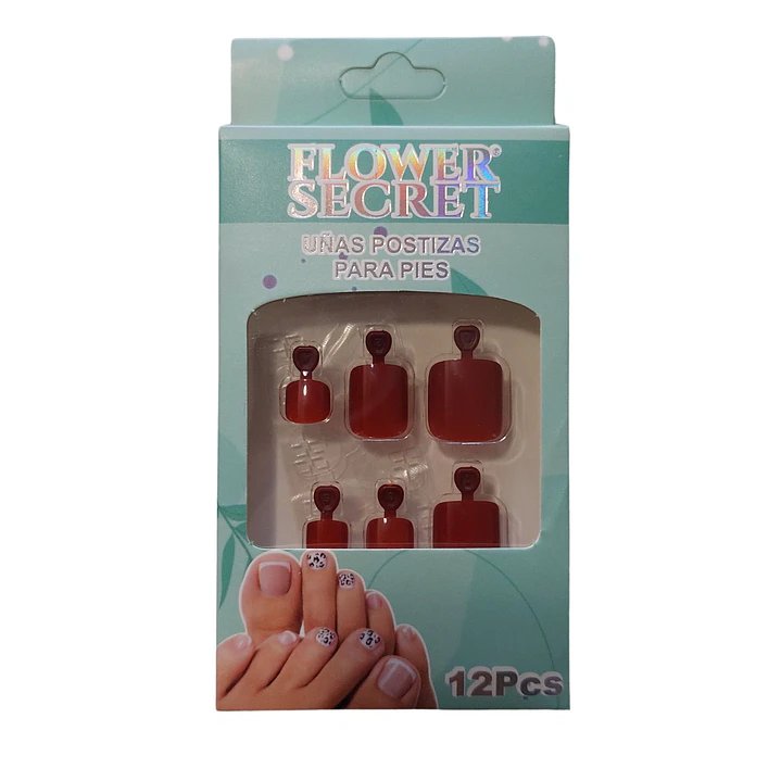 💅 Set de 12 Uñas Postizas Press On Flower Secret para Pies – Colores Variados 💅- OFERTA 23