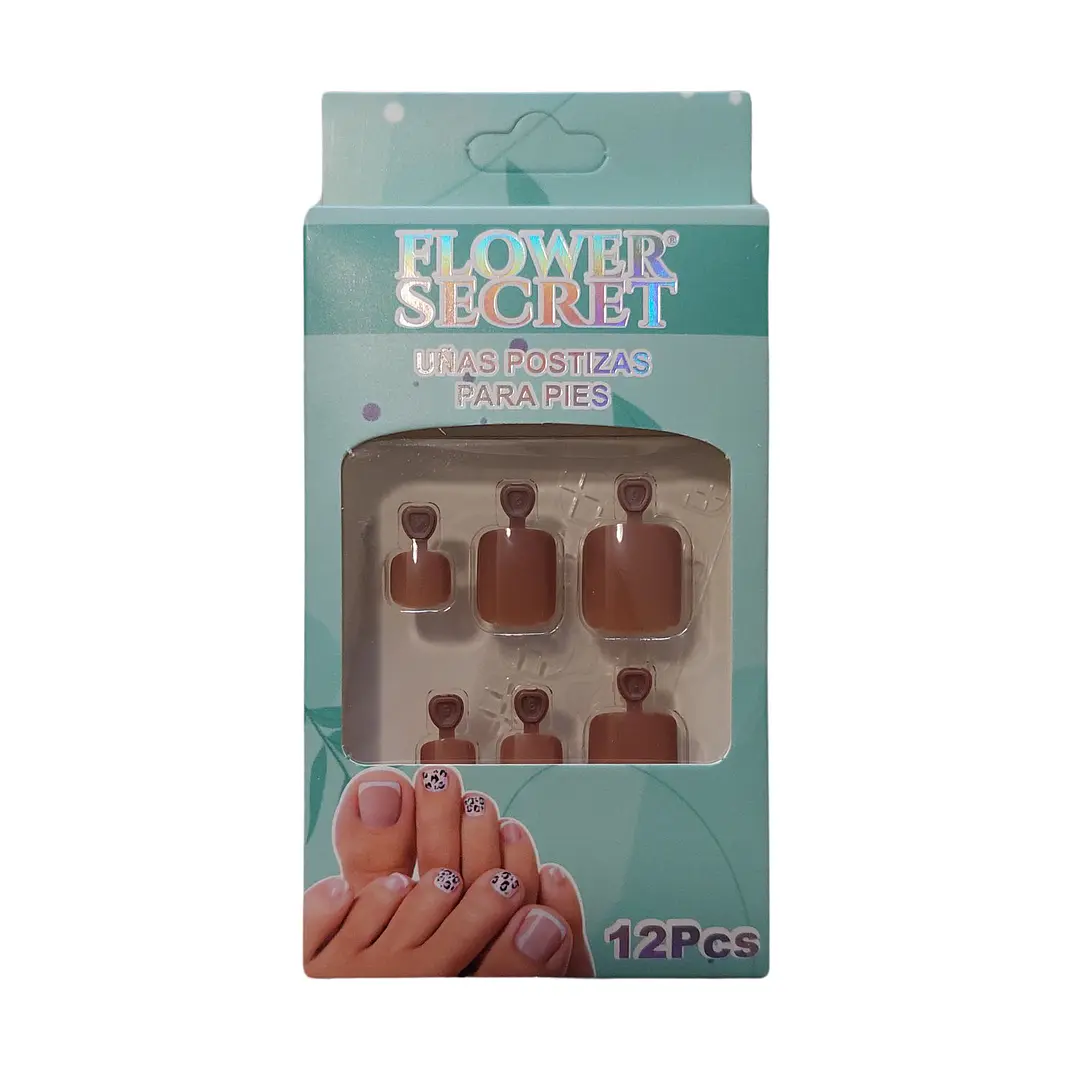 💅 Set de 12 Uñas Postizas Press On Flower Secret para Pies – Colores Variados 💅- OFERTA 24