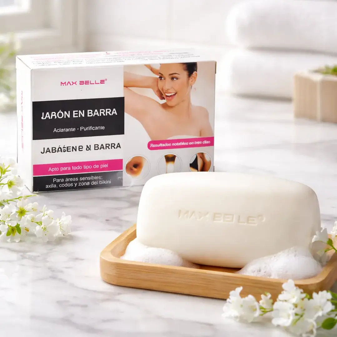 Jabón en Barra Aclarante Purificante con Colágeno y Leche Max Belle- OFERTA 6