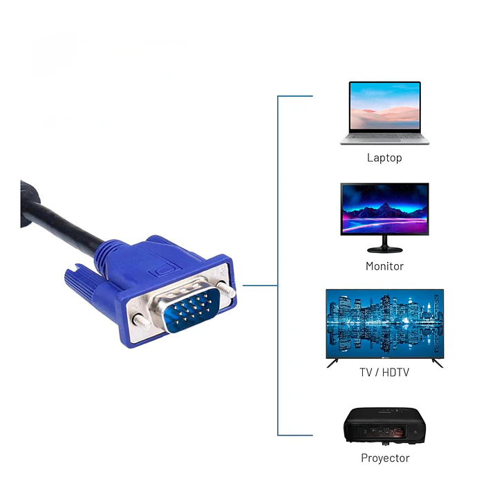 Cable VGA 1.8m Macho a Macho para Monitor y Proyector- OFERTA 3