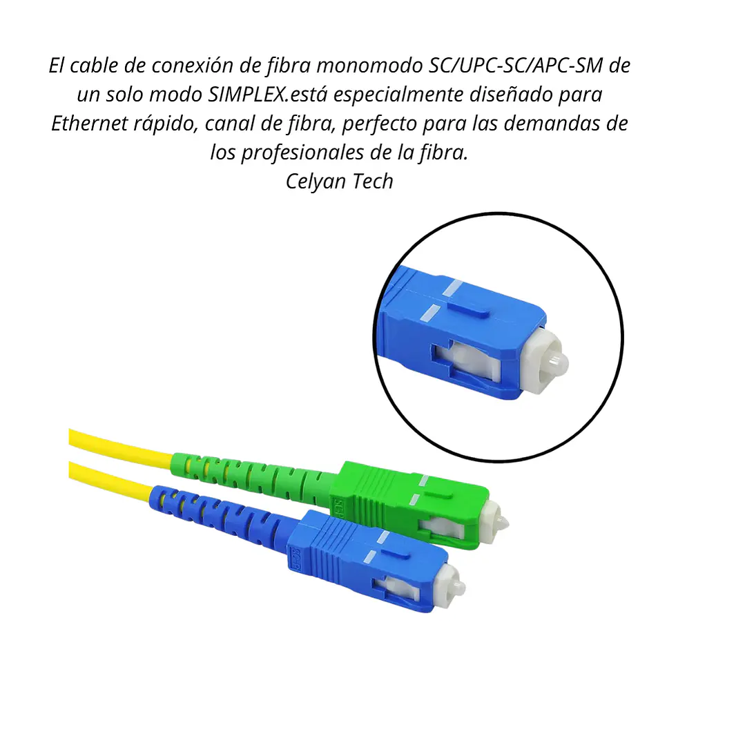 Cable Patch Cord de Fibra Óptica 5M SC/APC a SC/UPC Monomodo 3.0mm metros | Alta Precisión y Baja Pérdida- OFERTA 3