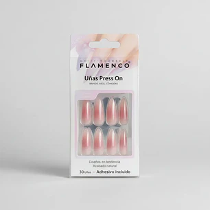 Uñas Press On Autoadhesivas Acabado Natural Rosa | Manicura Perfecta en Minutos