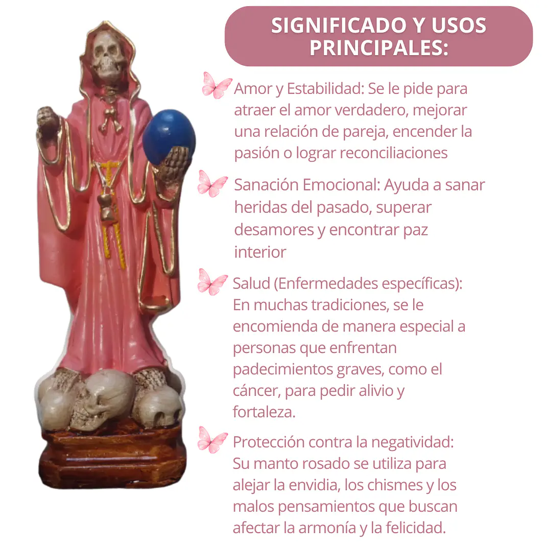 Santa Muerte Rosa 28 Cm Figura Decorativa Espiritual 3