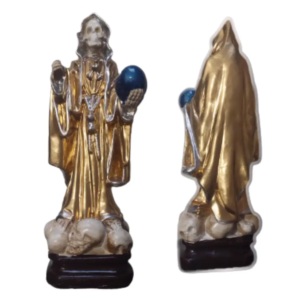Santa Muerte Dorada 28 Cm Figura En Yeso Decorativa Espiritual 2