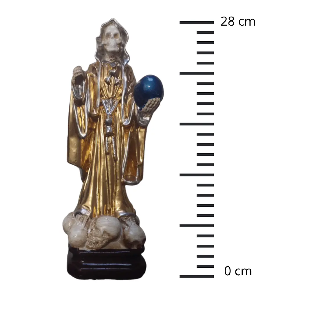 Santa Muerte Dorada 28 Cm Figura En Yeso Decorativa Espiritual 3