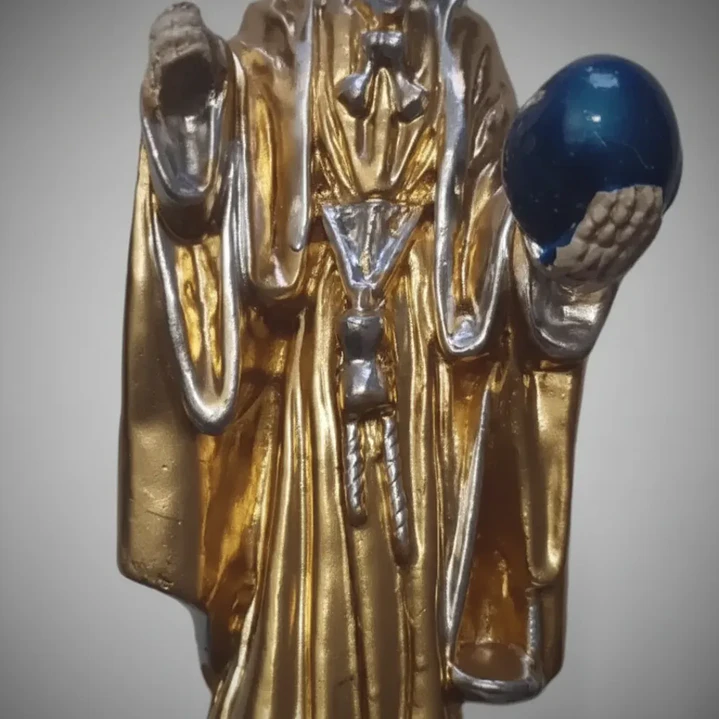 Santa Muerte Dorada 28 Cm Figura En Yeso Decorativa Espiritual 6