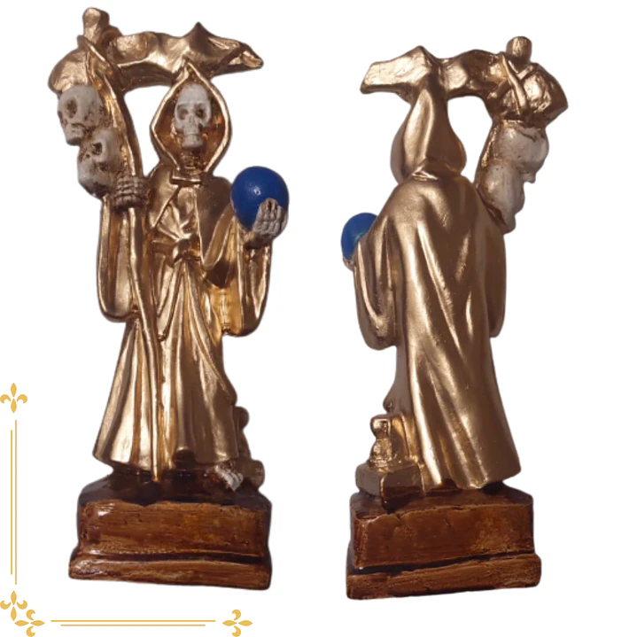Santa Muerte Dorado 20 Cm Figura Decorativa Espiritual 2