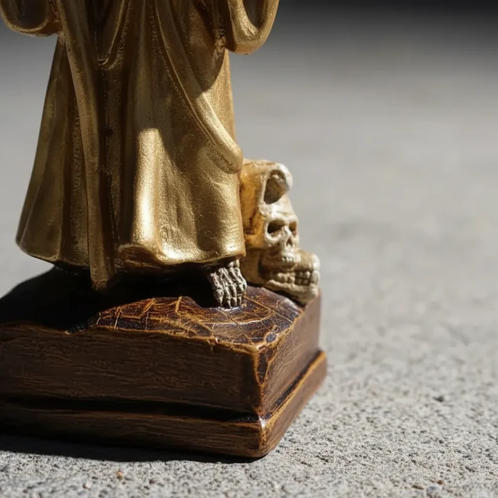 Santa Muerte Dorado 20 Cm Figura Decorativa Espiritual 7