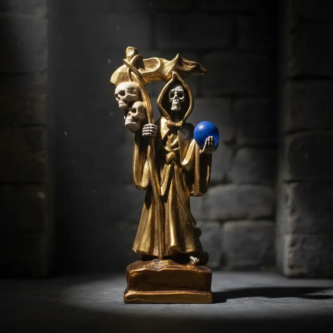 Santa Muerte Dorado 20 Cm Figura Decorativa Espiritual 8