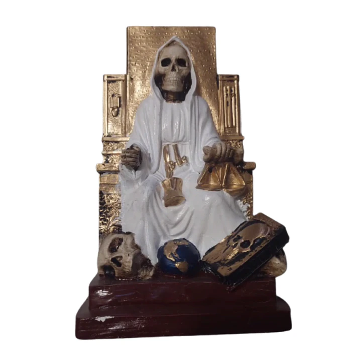 Santa Muerte Blanca Sentada 20 Cm Figura Espiritual 1