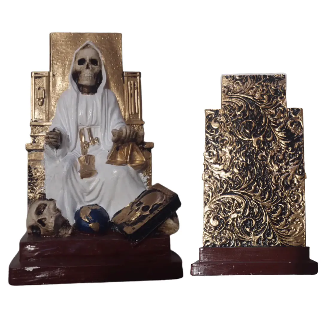Santa Muerte Blanca Sentada 20 Cm Figura Espiritual 2