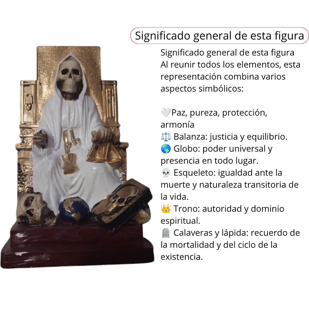 Santa Muerte Blanca Sentada 20 Cm Figura Espiritual 5