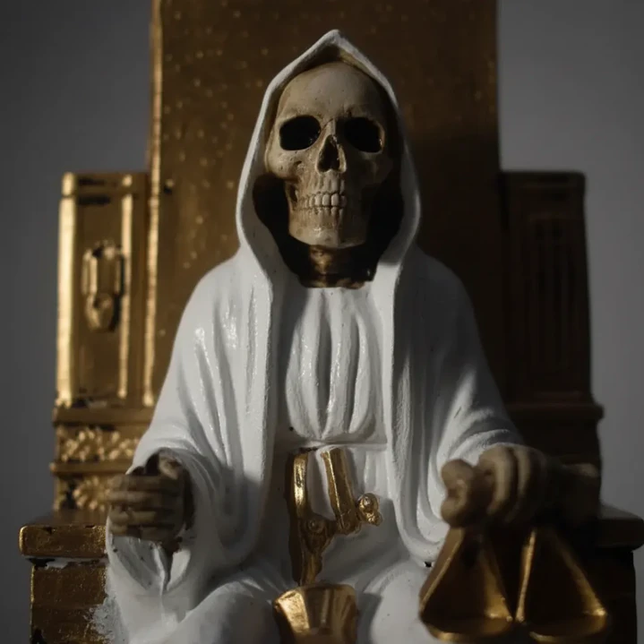 Santa Muerte Blanca Sentada 20 Cm Figura Espiritual 8