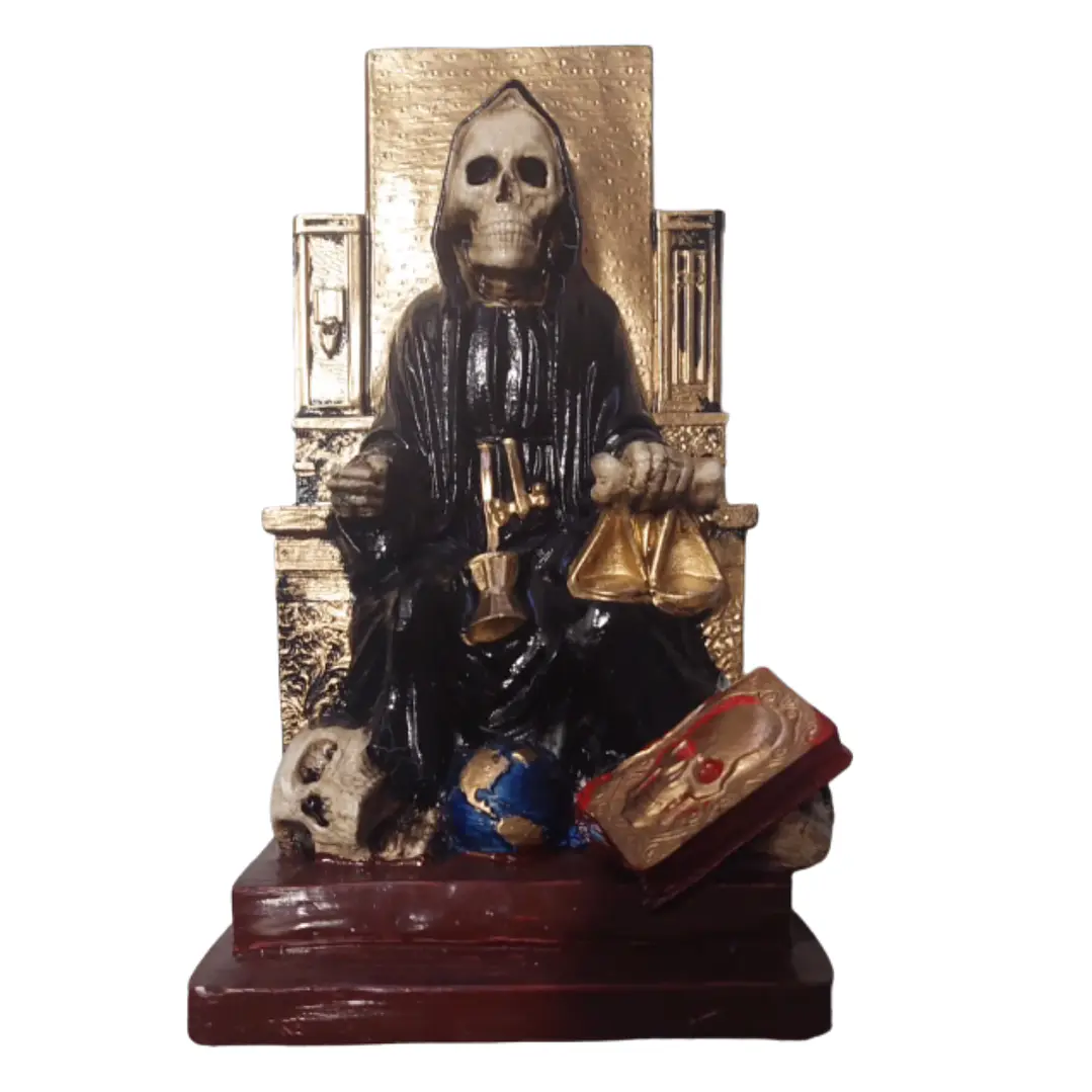Santa Muerte Negra Sentada 20 Cm Figura Espiritual 1
