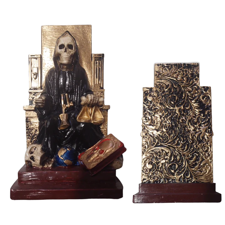 Santa Muerte Negra Sentada 20 Cm Figura Espiritual 2