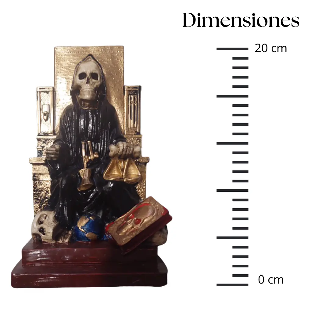 Santa Muerte Negra Sentada 20 Cm Figura Espiritual 3