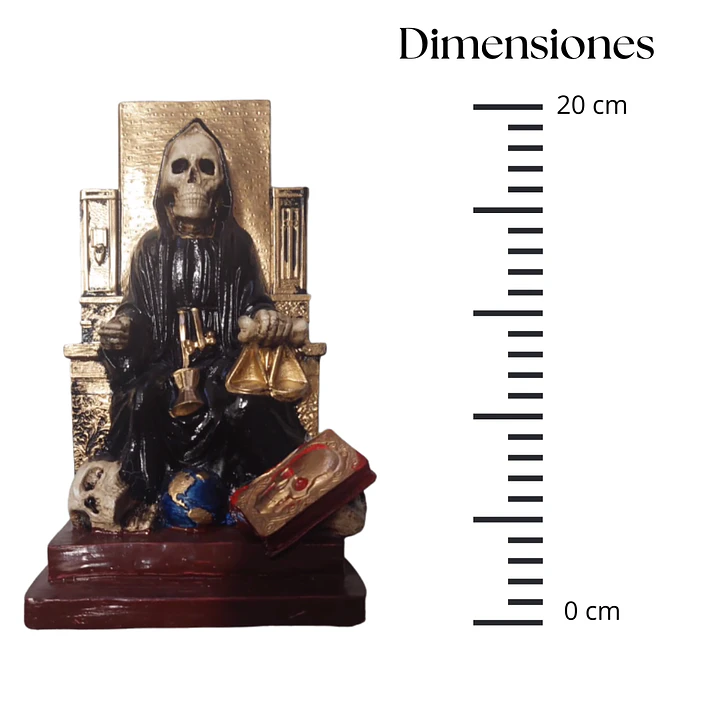 Santa Muerte Negra Sentada 20 Cm Figura Espiritual 3