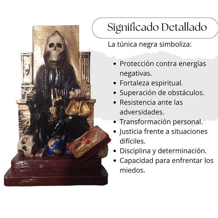 Santa Muerte Negra Sentada 20 Cm Figura Espiritual 4