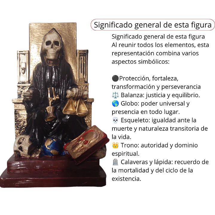 Santa Muerte Negra Sentada 20 Cm Figura Espiritual 5