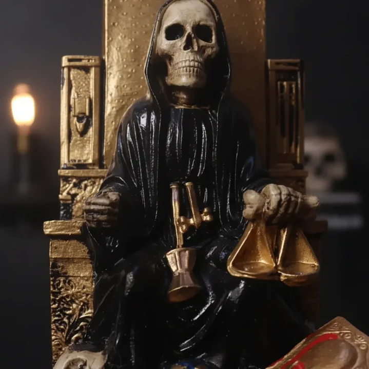 Santa Muerte Negra Sentada 20 Cm Figura Espiritual 8