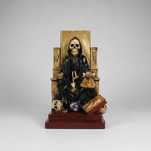 Santa Muerte Negra Sentada 20 Cm Figura Espiritual