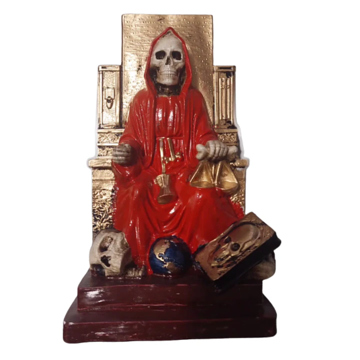 Santa Muerte Roja Sentada 20 Cm Figura Espiritual 1