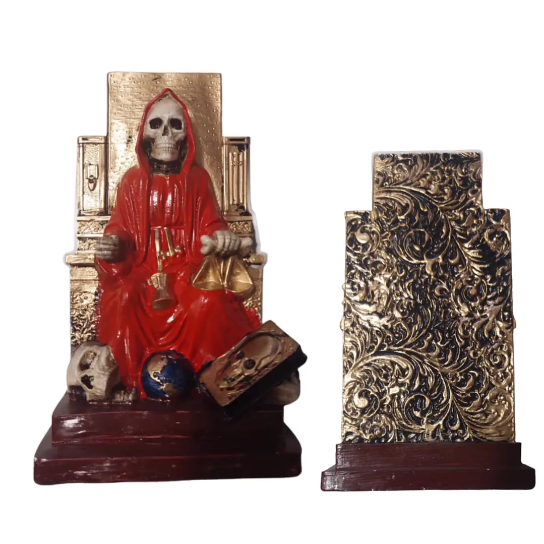 Santa Muerte Roja Sentada 20 Cm Figura Espiritual 2