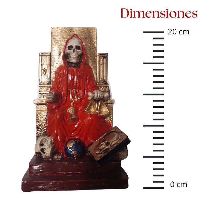 Santa Muerte Roja Sentada 20 Cm Figura Espiritual 3