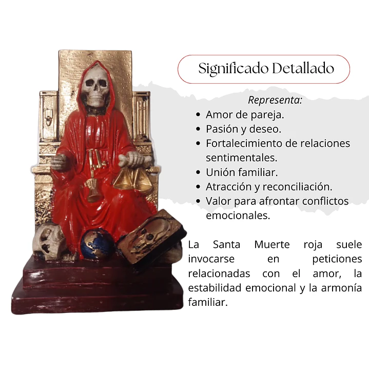 Santa Muerte Roja Sentada 20 Cm Figura Espiritual 4