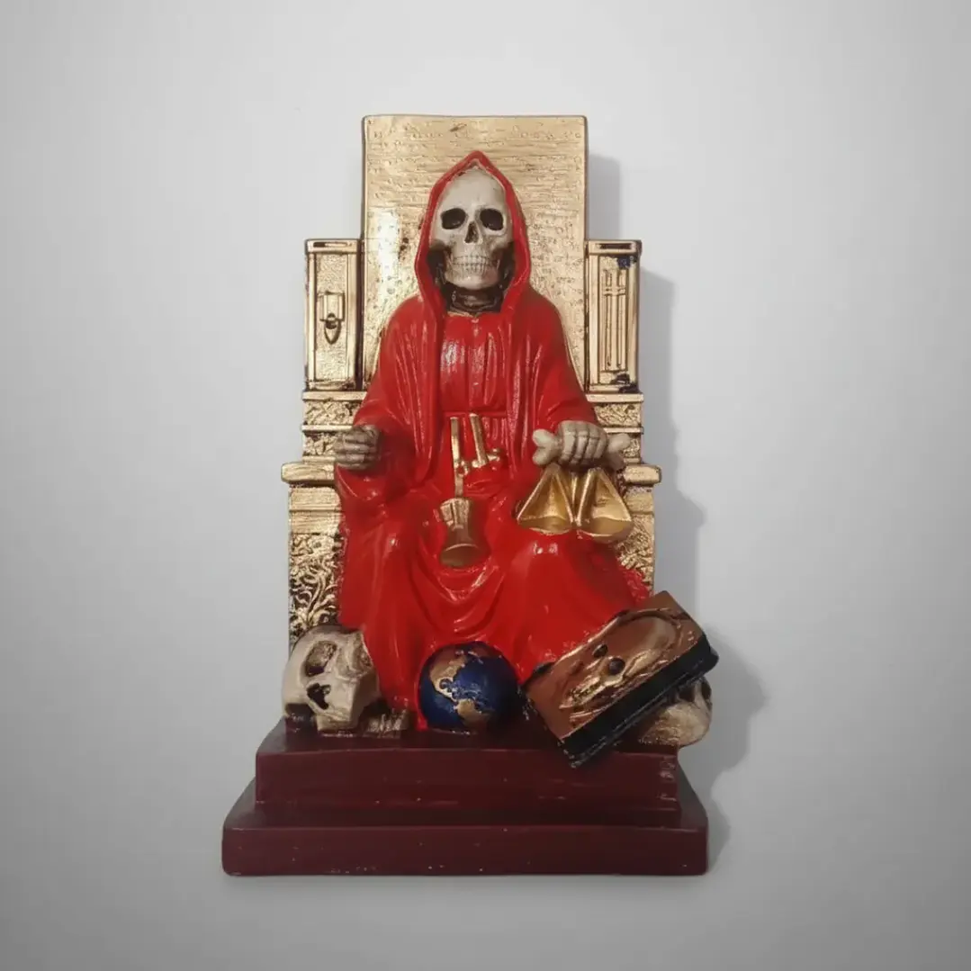 Santa Muerte Roja Sentada 20 Cm Figura Espiritual 7