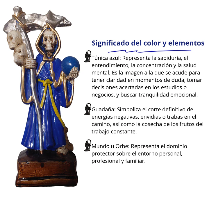 Santa Muerte Azul 20 cm – Figura Decorativa Espiritual 3