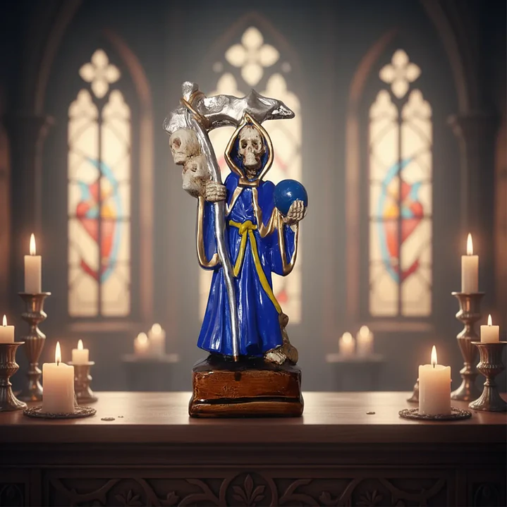 Santa Muerte Azul 20 cm – Figura Decorativa Espiritual 6