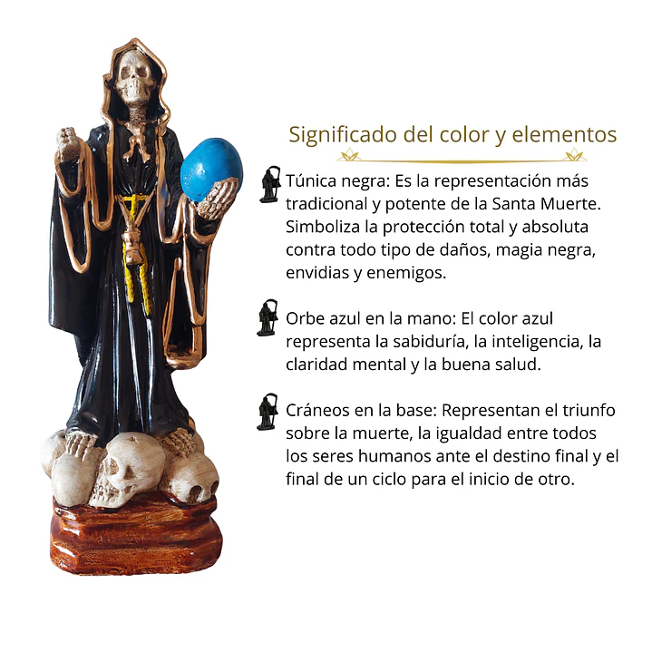 Santa Muerte Negra 28 cm – Figura Decorativa Espiritual 3