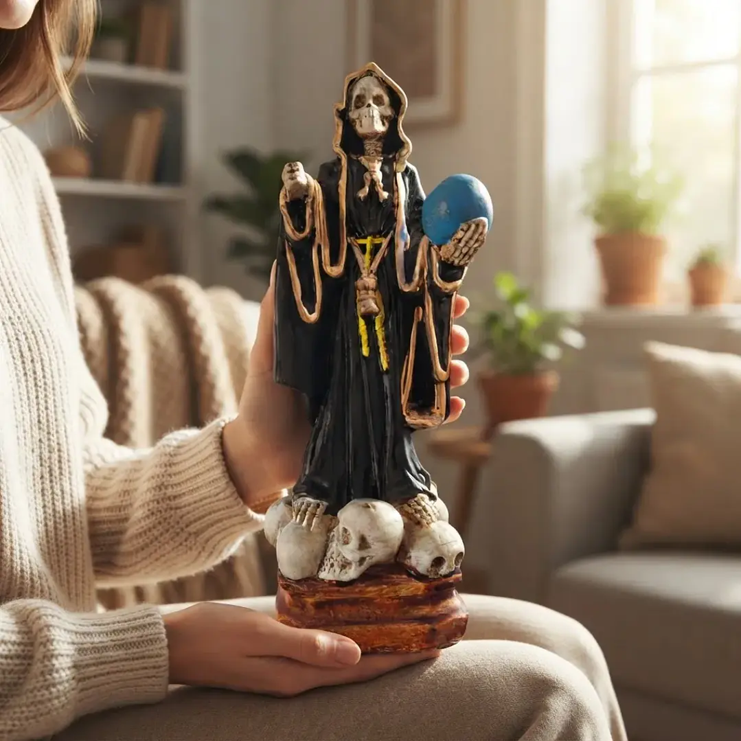 Santa Muerte Negra 28 cm – Figura Decorativa Espiritual 7