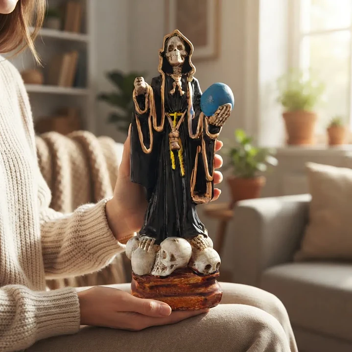 Santa Muerte Negra 28 cm – Figura Decorativa Espiritual 7