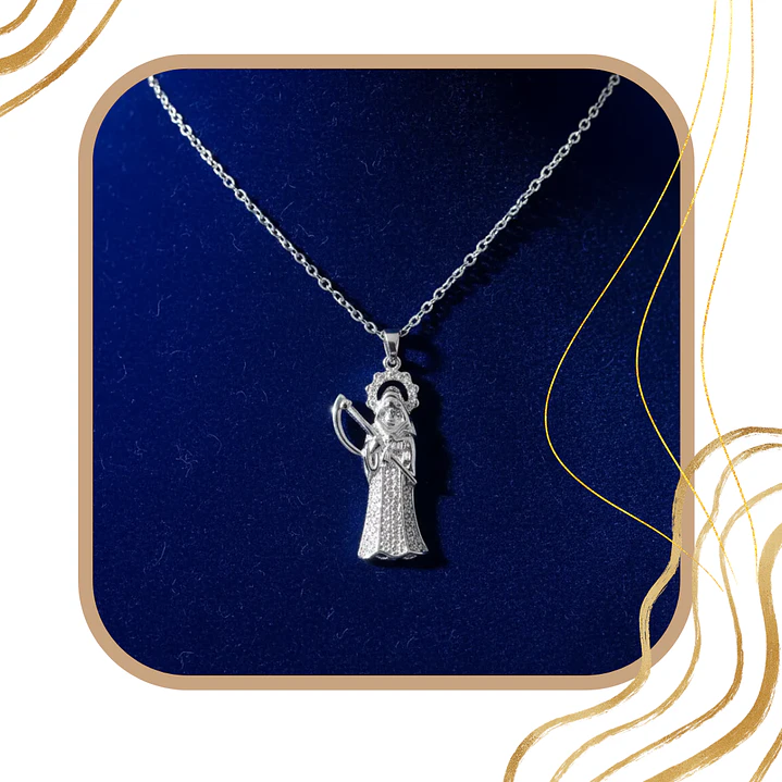 Collar Dije Santa Muerte de Acero Inoxidable – Plateado 4