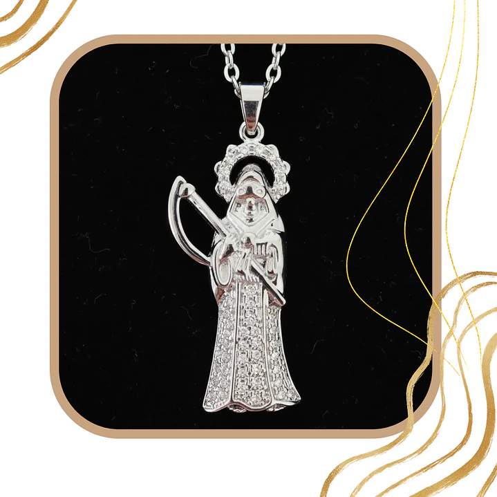 Collar Dije Santa Muerte de Acero Inoxidable – Plateado 6