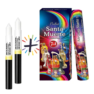 Incienso Santa Muerte 7 Potencias + 2 Velas – Set Espiritual