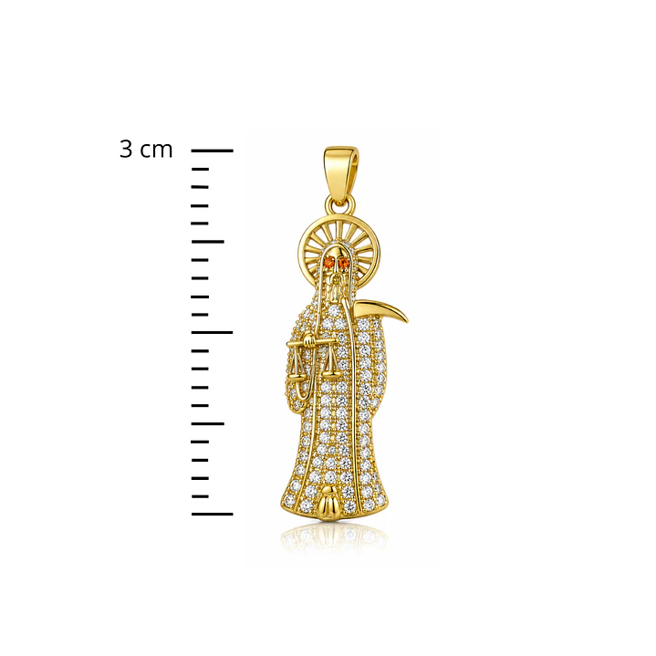 Dije Santa Muerte Dorado 3 cm – Acero Inoxidable | Accesorio Espiritual 3