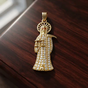 Dije Santa Muerte Dorado 3 cm – Acero Inoxidable | Accesorio Espiritual